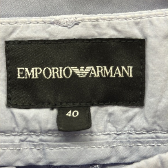 EMPORIO ARMANI Purple Lightweight Cotton Back Embroidery Logo Straight Leg Pants - Picture 6 of 6